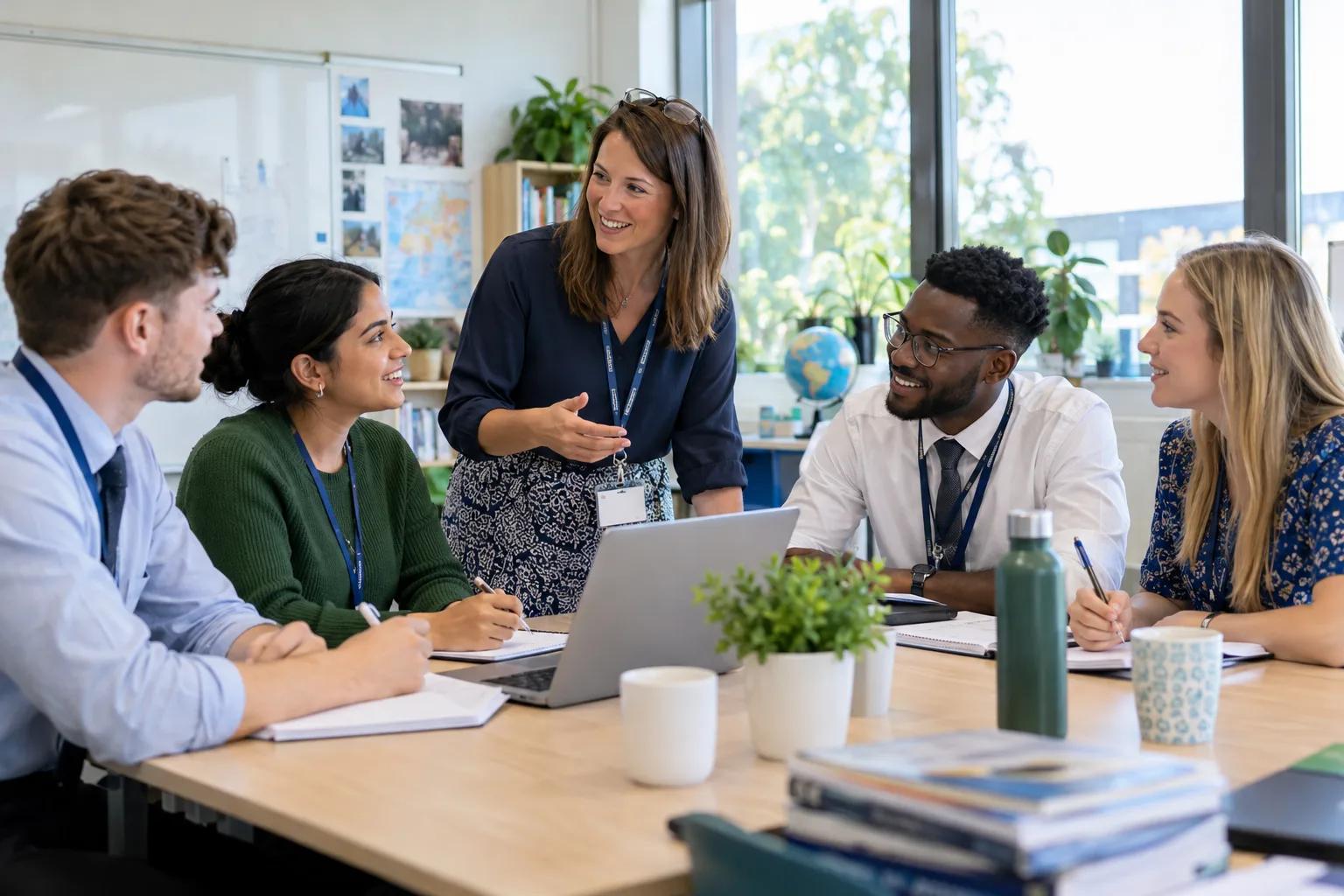Teachers working together in a training session